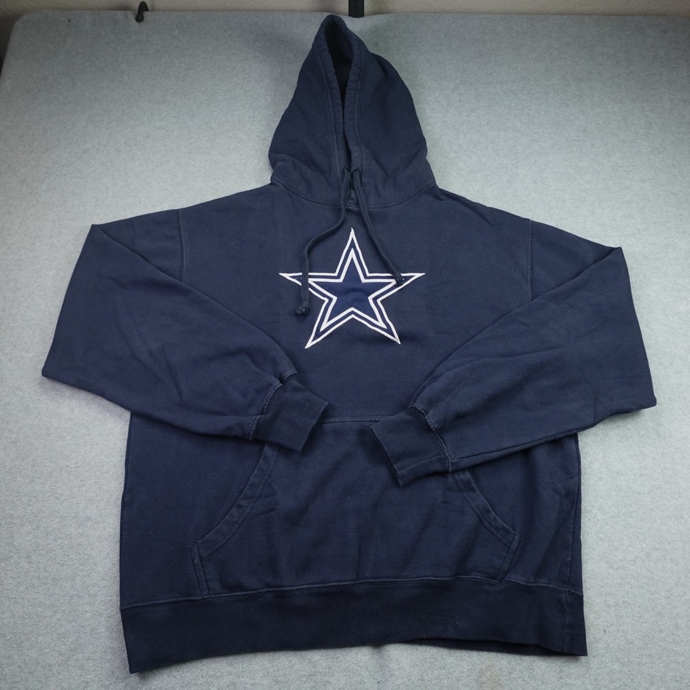 Dallas Cowboys Hoodie Mens Large Navy Blue Athletic Pullover Star Logo NFL